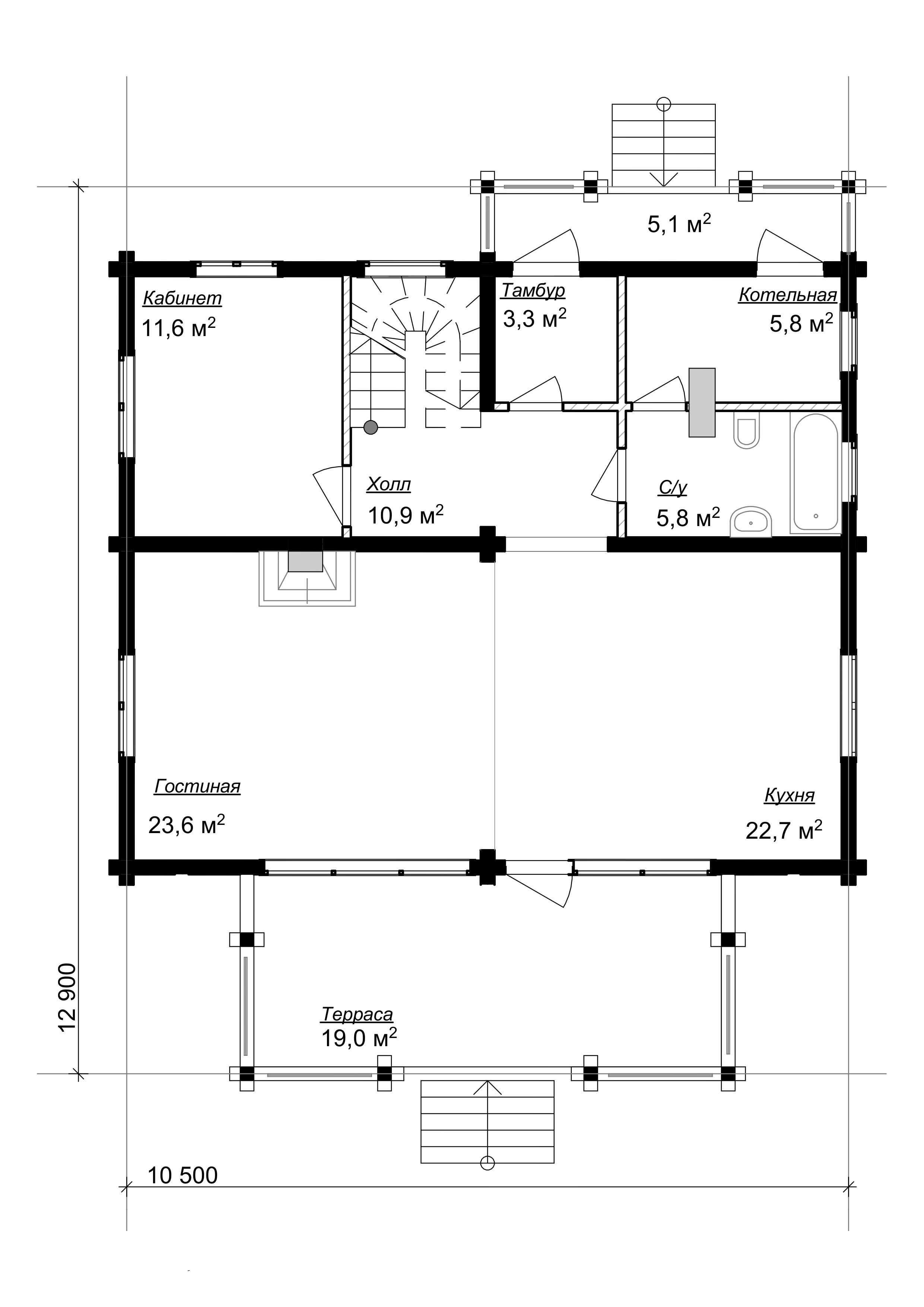 Проект частного дома из клееного бруса, Чеховский район Московской области,  деревянные дома Могута